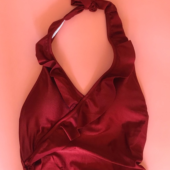 Red Ruffled One Piece Suit - Picture 2 of 7